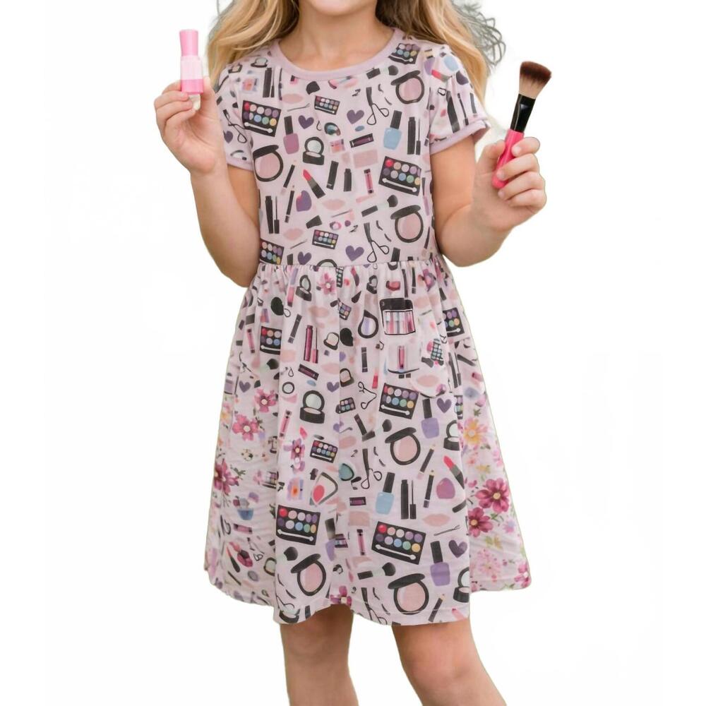 NEW KICKEE kids flutter sleeve twirl dress in mama's makeup